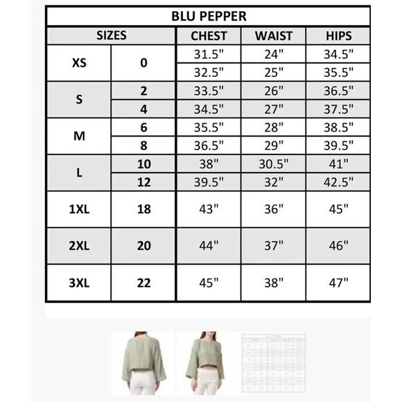 New Blue Pepper Green Boxy Croped Top Blouse M Junior Girls 3/4 Sleeve - Picture 5 of 6